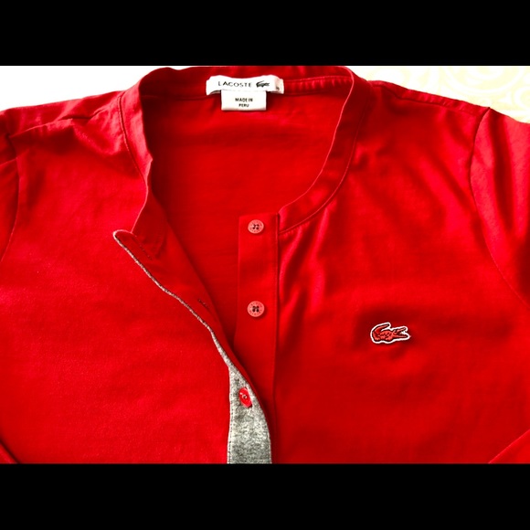 Red Lacoste Women’s long sleeves polo - Picture 3 of 5